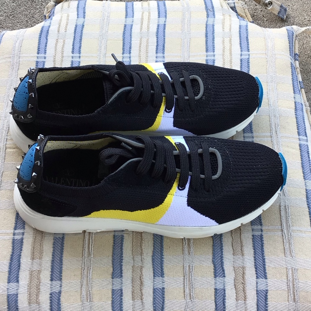 Valentino Garavani Men Sneakers in Black, Yellow, and Blue